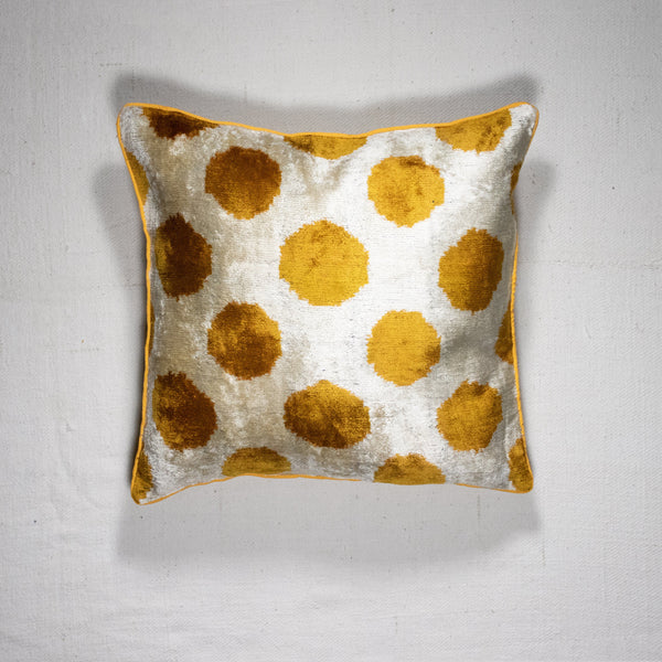 Dots Ikat Silk Velvet Throw Pillow – 16x16 Cover