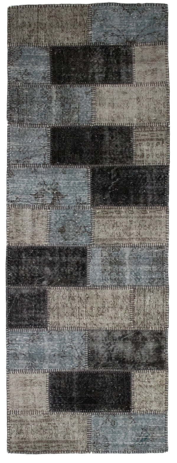 Denim Patchwork Carpet – Vintage Blue and Gray Runner